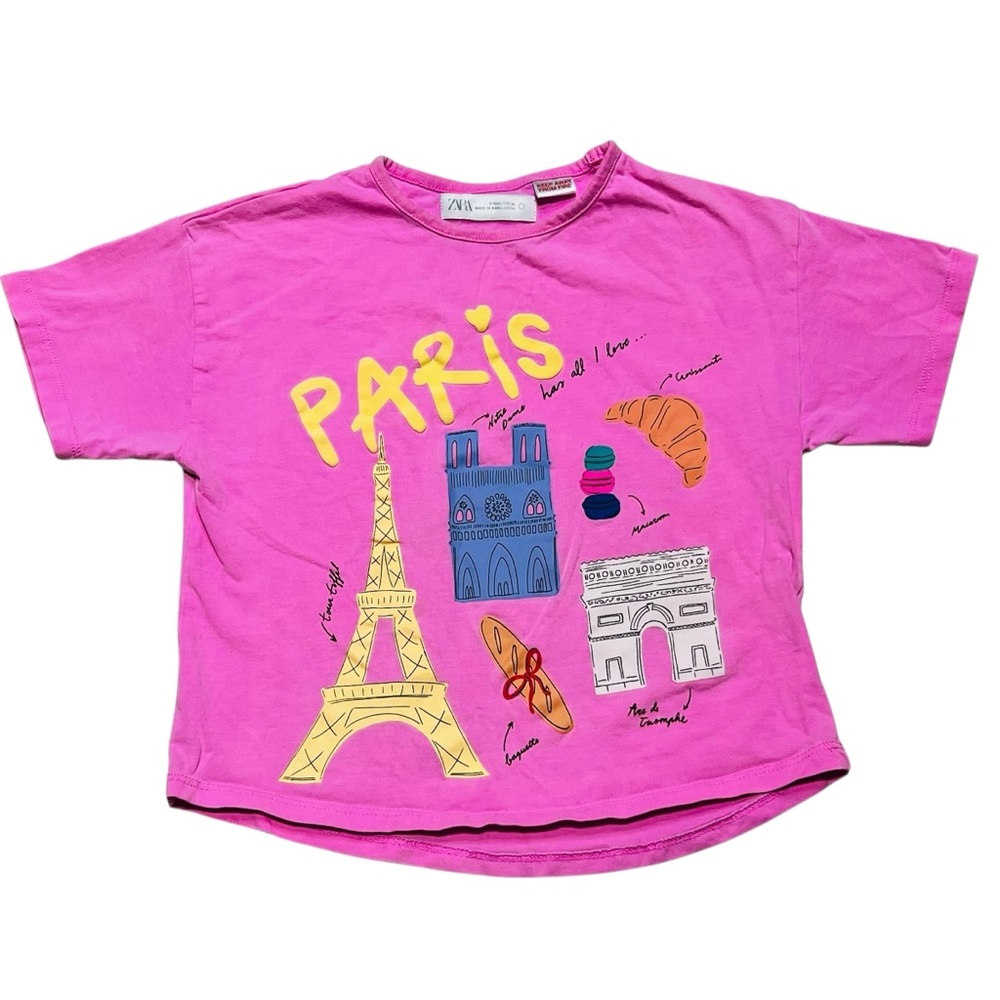 Zara Pink Paris Graphic Kids T-Shirt